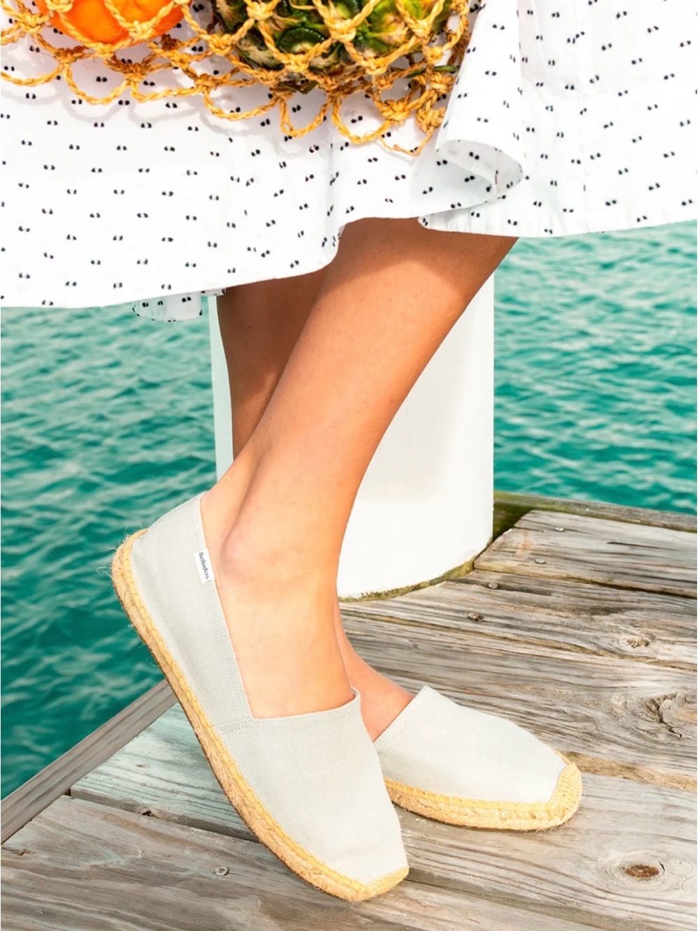 Soludos Dali Original Espadrille Piedra Gray Canvas Flats Slip-on Comfort 8 NIB